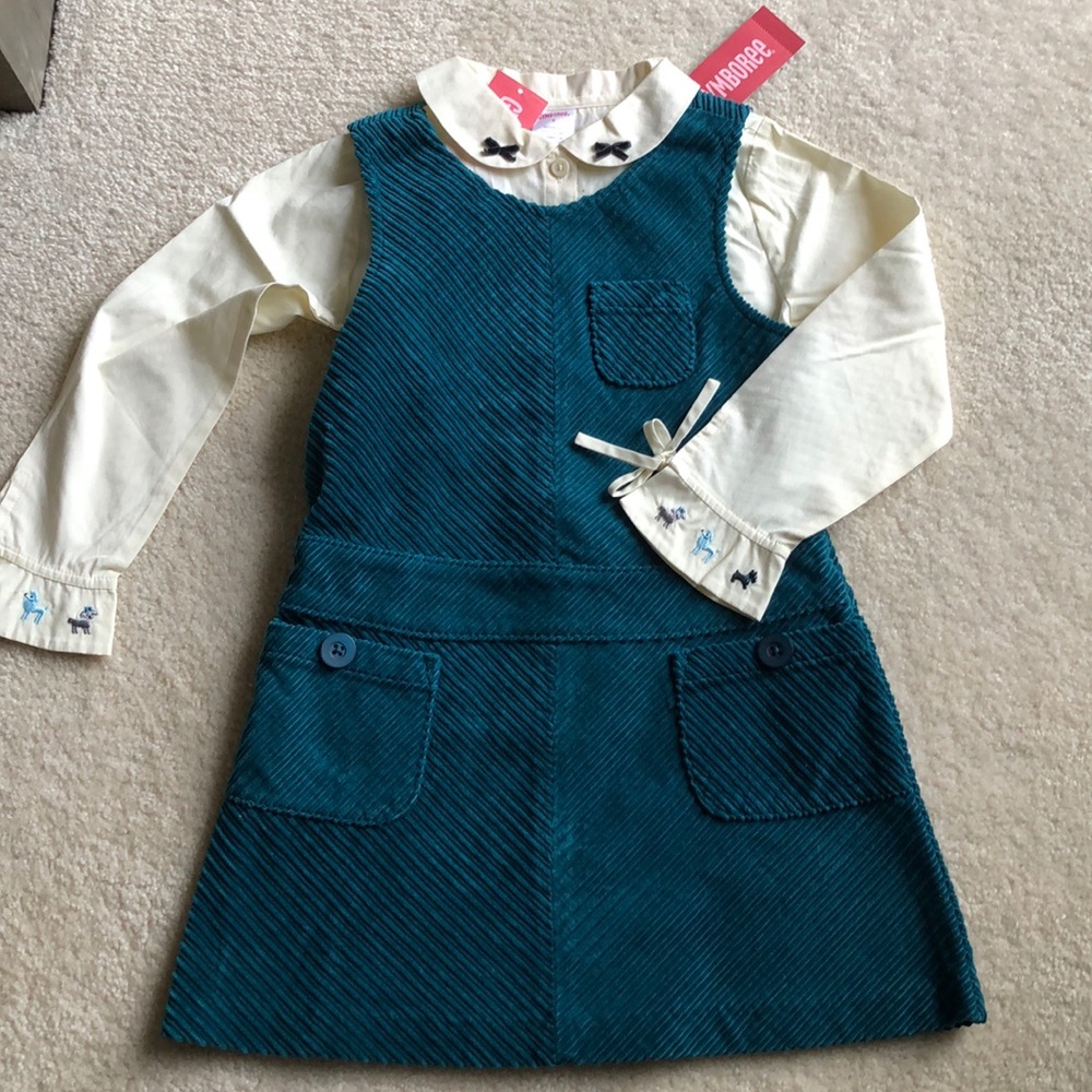 NWT Gymboree Jumper Set Sz 5 Teal with Pups